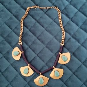 Gold ,turquoise with navy statement necklace